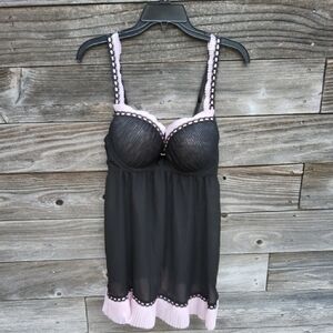 Seductivewear By Cinema Etolie Black And Pink Babydoll Lingerie Size XL